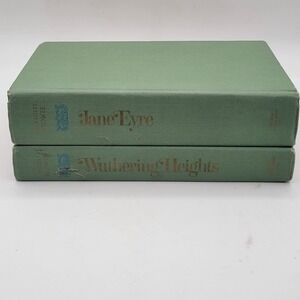 Bronte Jane Eyre Wuthering Heights Hardcover 1950 Nelson Doubleday Set Good